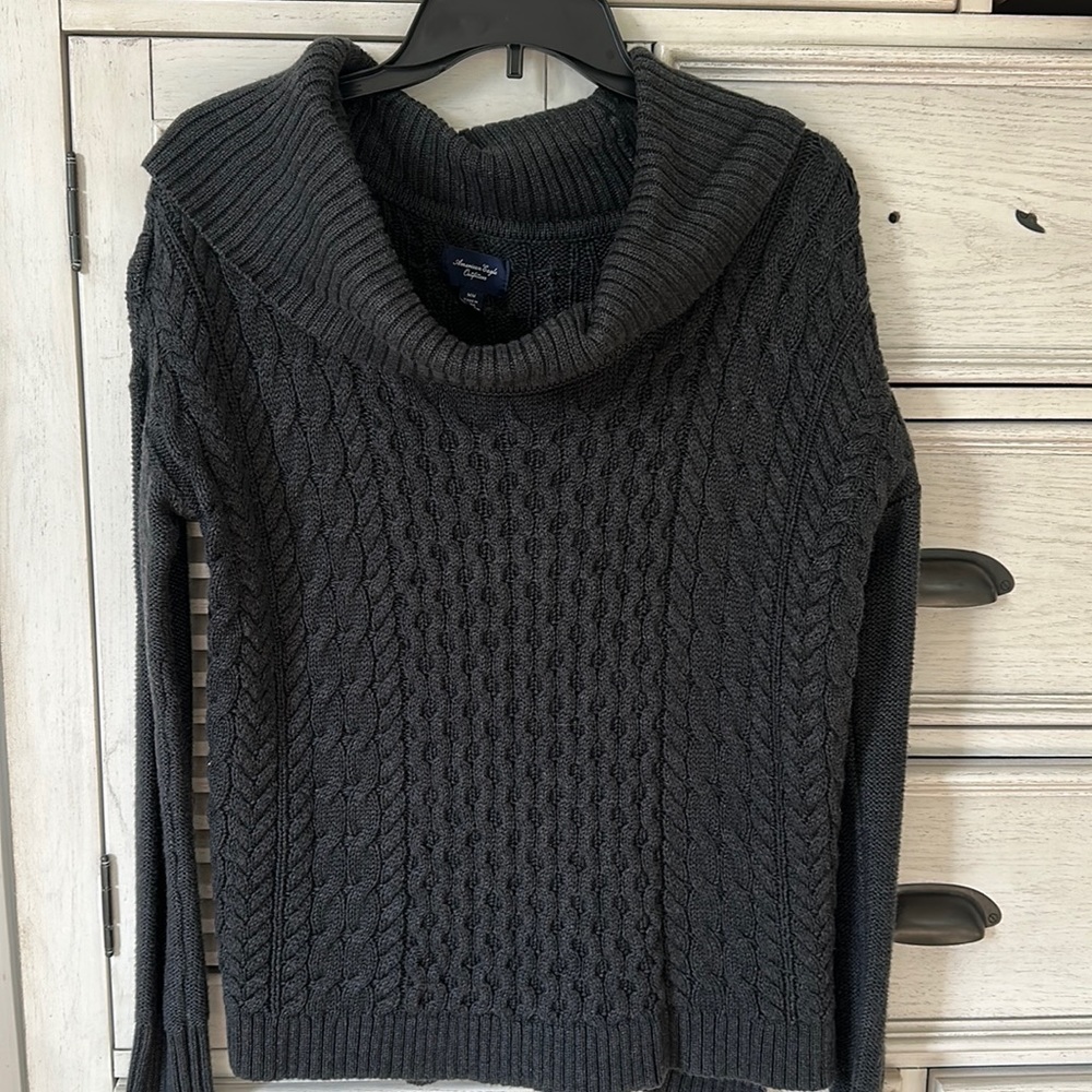 American Eagle scoop neck sweater, size M, color gray